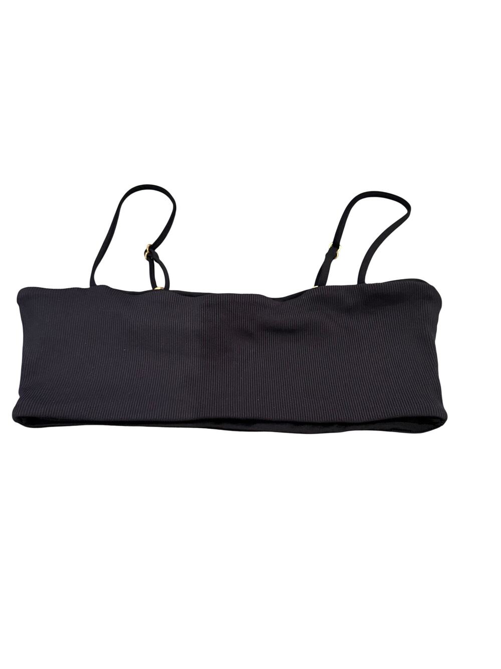 L * Space Black Ribbed Bikini Top Size Large